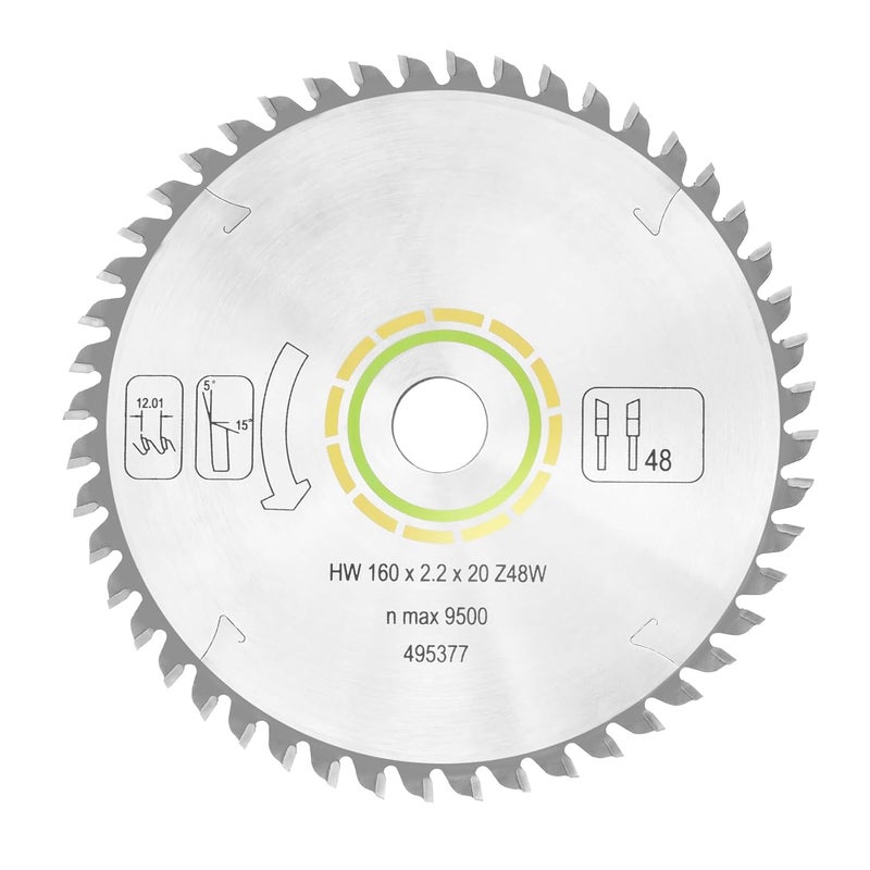 Jisculo 495377 491952 for festool Track Saw Blade 160mm（6 1/4"）, 2.2mm, 20mm, 48T, ATB Fit for festool TS 55, TSC 55, ATF 55 E, HK 55, HKC 55 Track Saw Plunge Cut Saws 2-Year Warranty - Image 1
